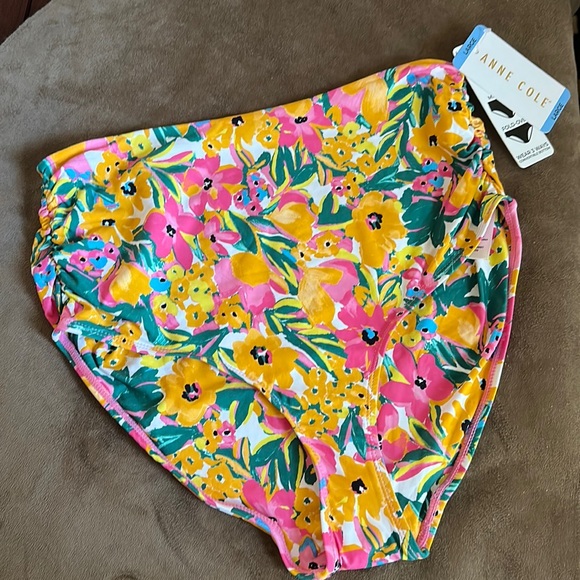 Anne Cole *NWT* Convertible High Waist Shirred Swim Bottom, Sunshine Floral - Picture 11 of 15